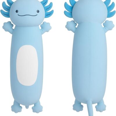 36 inch Cute Long Body Cuddle Squishy Pillow, Big Axolotl Plushies Toy Gifts for Kids, Boys for Birthday, Halloween, Christmas
